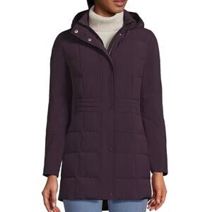 Lands' End Women's Quilted Down Hooded Coat Sz M/T 600 Fill Power 80/20